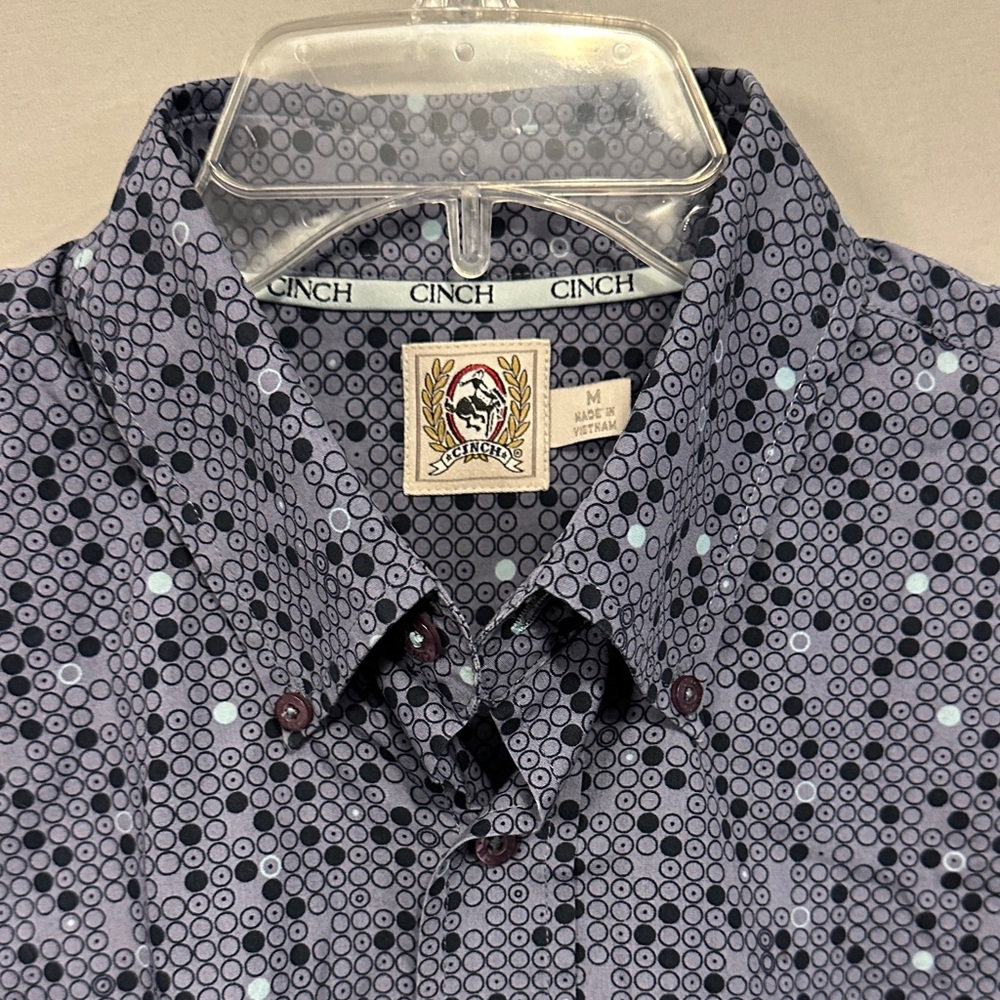 Cinch Men's Medium Blue Patterned Button Down Shi… - image 6